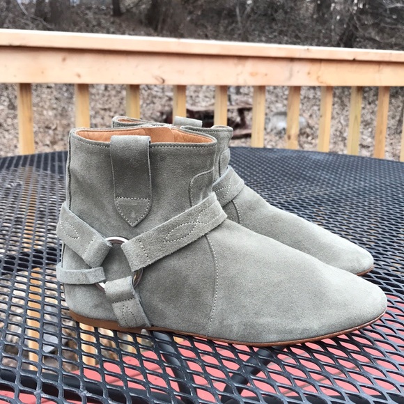 Isabel Marant Etoile faded olive green 7M(37) leather straps ankle hi boots - Picture 2 of 16